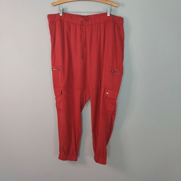 Banana Republic Pull On Red Jogger Cargo Pants Size XXL - Picture 7 of 14